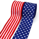 LaRibbons Patriotic Ribbon Wired 2 Rolls 2.5 Inch x 12 Yards TTL, 250th Anniversary, 4th of July American Flag Ribbon for Indepe