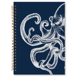 XNXLDYLH Navy Blue Octopus Notebook Journal, Nautical Octopuses Spiral Notebook, Coastal Beach Ocean Journal Notebooks for Women