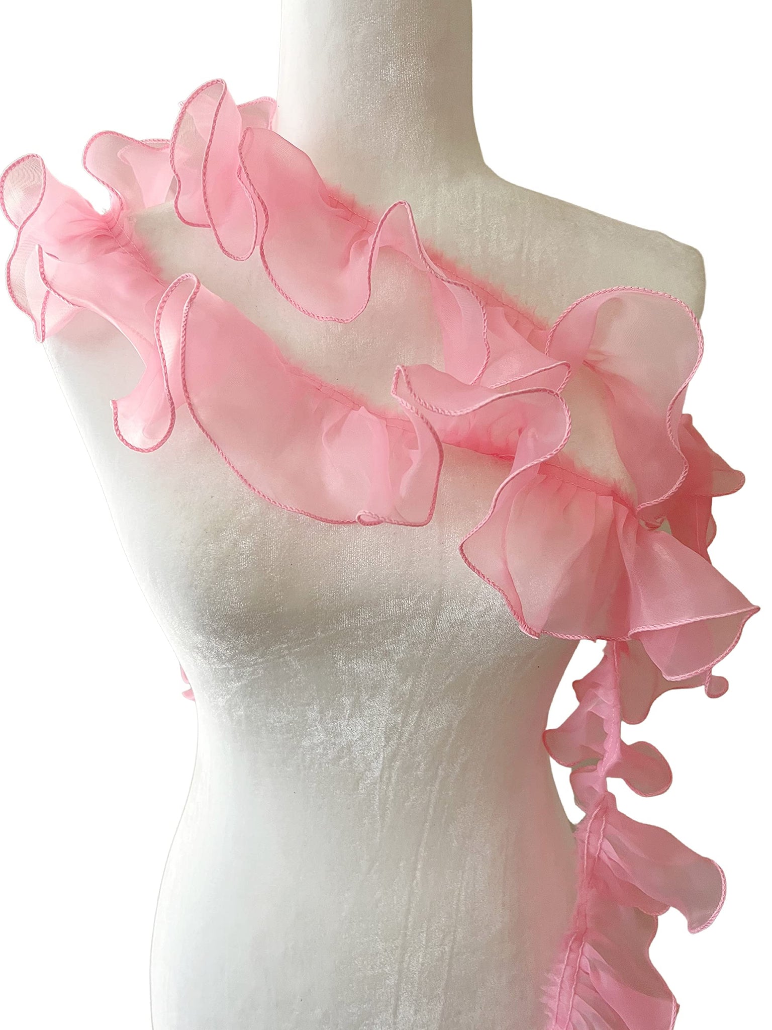 PEPPERLONELY 1 Yard 3 Inch Wide Chiffon Lace Mesh Gauze Ruffles Lace Trim for Wedding Decoration Gift Wrapping Tutu Skirts - Pin