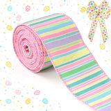 Easter Ribbon Wired Edge, Happy Easter Pastel Gingham Ribbon Buffalo Plaid Checkered for Spring Party Decoration Hair Bow Clip W