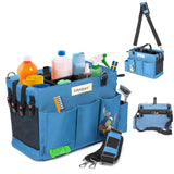 FifthStart Multiuse Blue Small Diaper Caddy with Waist, Shoulder Strap 9 Pockets, Mesh Base & Adjustable Compartments