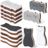 Acellegic 12 Pcs Cat Kitchen Sponges for Dishes Double Sided Cleaning Dish Scrub Sponge Bulk Reusable Non Scratch Scrubbers for 