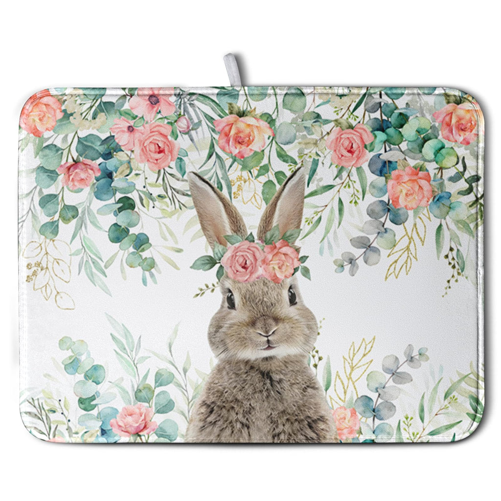 Spring Rabbit Dish Kwlegh Easter Rabbit Dish Drying Mats For Kitchen Counter Easter Sprin ...