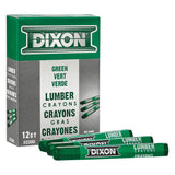 DIXON Industrial Lumber Marking Crayons, 4.5 x 1/2 Hex, Green, 12Pack (52200)