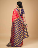 Sugathari Womens Banarasi Saree Pure Kanjivaram Silk Saree Soft New Ladies 2023 Design Wear Pattu Sarees Latest Cotton Party Sari Collections With Blouse Piece For Wedding Sadi (Sam Pari S-6 Red)