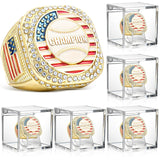 Landical 6 Set Baseball Championship Ring with Display Case and Stand Holder Championship Ring Case Acrylic Display Box and Hold