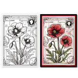 CRASPIRE Clear Silicone Flower Stamps Poppy Clear Stamp Transparent Silicone Stamps Clear Rubber Scrapbooking Stamps for Card Ma