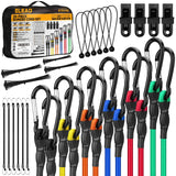 Carabiner Bungee Cords with Hooks, 28-Piece Heavy Duty Outdoor Assortment Includes 10, 18, 24, 36, 48, 60, 72 Bungee Cords, Cano