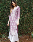 Gosriki Women'S Chikankari Embroidered Kurti Combo Pack Of 2 (Victoria Purple & Kari Black-Gs_M_Multi_Medium),Multicolour,,B0D17XNFW5