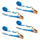 US Cargo Control J Hook Ratchet Straps 1 x 20' (4-Pack), 1 Inch Ratchet Straps with Double J-Hooks & D-Rings, 1,320 LBS Break St