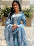 Libas Women'S Pure Cotton Kurta Set (353500R Blue 2Xl