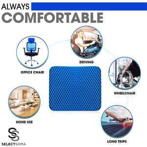 SelectSoma Gel Seat Cushion for Long Sitting Pressure Relief for Back, Sciatica, Coccyx, Tailbone Pain - Cushion for Office Chai