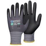 KAYGO Safety Work Gloves MicroFoam Nitrile Coated-60 Pairs, KG18NB,Seamless Knit Nylon Glove with Black Micro-Foam Nitrile Grip,
