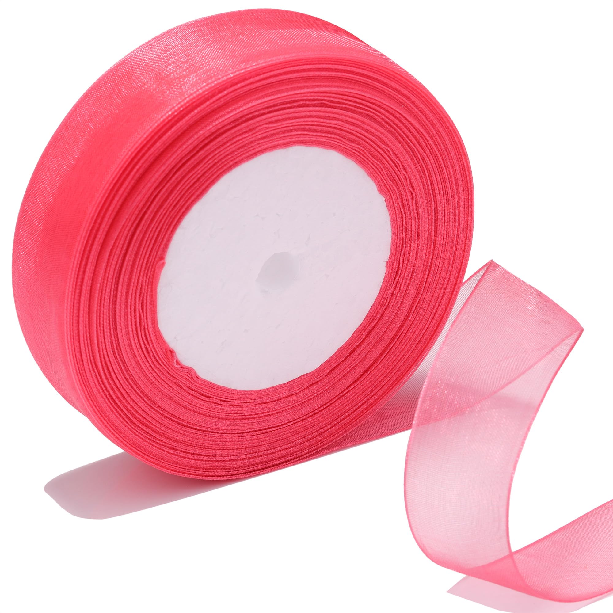 Bsikon 1 Inch Sheer Organza Ribbon 50 Yards Peach Chiffon Ribbon for Gift Wrapping,Bouquets,Wedding,DIY Craft