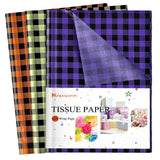 NACHLYNN 90 Sheets Halloween Tissue Paper 14 x 20 Inch Buffalo Plaid Gift Wrapping for Party Decorations - Orange, Green, Purple