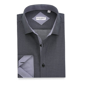 Alex Vando Mens Printed Dress Shirts Long Sleeve Button Down Shirt,Black 130,M