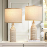 Luvkczc Ceramic Table Lamps Set of 2, Farmhouse 24.8 Bedside Lamps with 3-Color Temperature, Modern Nightstand Lamp Desk Reading