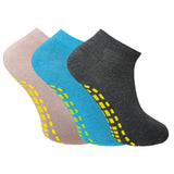 Soxbae Socks For Women | Cotton Anti Skid Ankle Length Socks For Gym, Yoga, Jogging And Running | Free Size |Pack Of 3 Pairs, Mu
