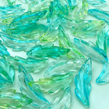 Tingoons 60 PCS Acrylic Leaf Shape Beads Transparent Plastic with Hole for Jewelry Making Necklace Earring(Yellow Green)