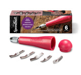 Speedball 4131 Linoleum Cutter - 5 Assorted Lino Cutters Includes Plastic Storage Handle, Made in The USA