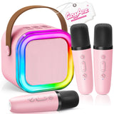 Upgraded Mini Karaoke Machine with 3 Wireless Microphones for Kids Girls Boys - Karaoke Party Speaker Christmas Birthday Gifts f