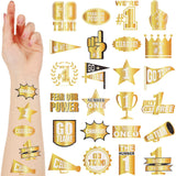 Landhoow 240 Pcs Gold Team Spirit Tattoos Temporary Glitter Go Team Tattoos Football Temporary Stickers Party Costume Accessory 