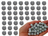 12mm Resin Rhinestone Beads for Jewelry Making 60pcs Silver White Sparkly Glitter Disco Ball Beads for Bracelets, Necklaces, Dec