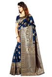 Sugathari Womens Banarasi Saree Pure Kanjivaram Silk Saree Soft New Ladies 2023 Design Wear Pattu Sarees Latest Cotton Party Sari Collections With Blouse Piece For Wedding Sadi (Sam Pari-20-N Blue)