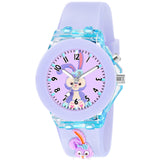 Shocknshop Nylon 3D Cartoon Analouge With 7 Color Glowing Disco Light Unisex Analogue Watch For Kids Girls And Boys (Purple Dial