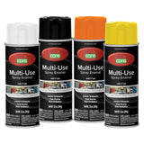 COLOR CARE Spray Paint, 12 oz, 4-Pack (High Visibility Mix: Orange, Yellow, Gloss White, Gloss Black) - All-Purpose, Indoor & Ou