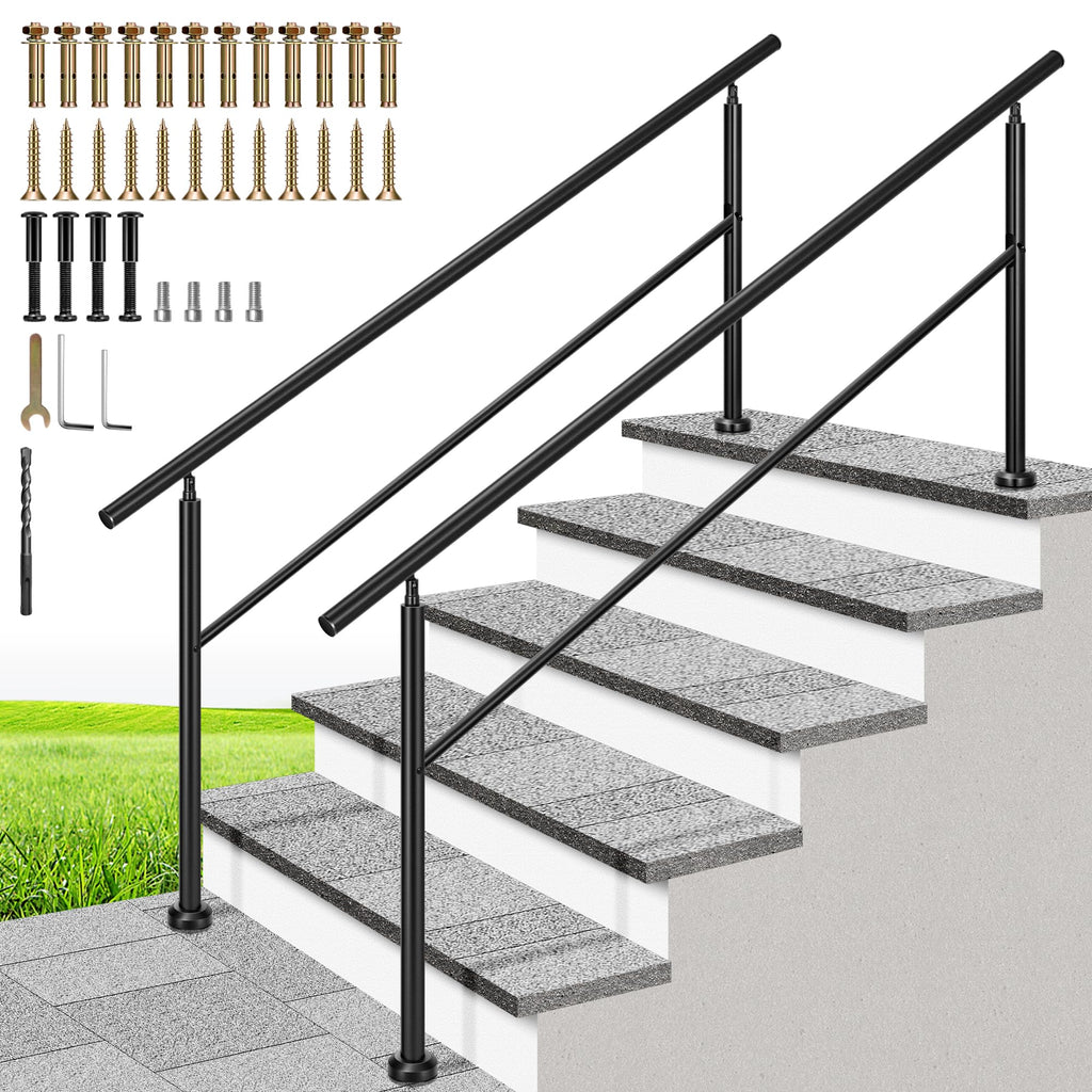 Outdoor Reader Rails VIVOHOME 2-Pack Hand Rails for Outdoor Steps, Galvanized Steel Railing ...
