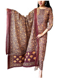 Anni Designer Women'S Rayon Blend Straight Printed Kurta With Pant & Dupatta (Maslona Maroon_L_Maroon_Large),Maroon,L