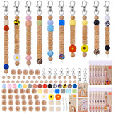 TOHONGADON 213 Pcs Silicone Beads for Keychain Making, 12mm Wood Letter Keychain 15mm Round 14mm Polygonal Silicone, Focal Silic