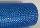 Roll of Prism Sign Vinyl, Holographic 1/4'' Mosaic, Self-Adhesive (12 inch x 10 feet, Light Blue)