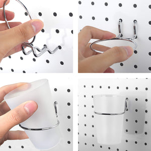 6 Sets Pegboard Hooks with Pegboard Cups, Ring Style Pegboard Bins with Rings, Pegboard Cup Holder Accessories for Organizing St