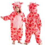 MICHLEY Unisex Baby Halloween Romper Dress up Flannel Soft Animal Cosplay Costume Outfit For Girls Boys 0-6M,Pink Cow