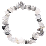 Zenergy Gems CHARGED Premium 7 Black Tourmalinated Rutile Quartz Crystal Bead Bracelet Tumble Stretchy (Troumalinated Chip)