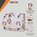 Adisa Women Girls Floral Print Sling Bag (Sl5072-Grey_Grey-Burgundy),Grey-Burgundy,,B0CW9NY7RX