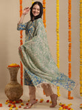 Gosriki Women'S Rayon Blend Printed Straight Kurta With Pant & Dupatta (Moringa Blue-Vks04-Gs_5Xl_Blue_Xxxxx-Large),Blue,5,B0DK9P17X8