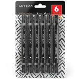 Arteza Black Fabric Markers, Set of 6, DualTip Permanent Laundry Pen Set, Art Supplies to Create FadeProof Designs on Shirts, 