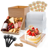 NPLUX 20 Pack Small Cake Boxes Charcuterie Boxes Mini Cake Containers With Lids For 4-6-inch Cake Pudding Sandwich Pie Bakery De