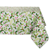 DII Boughs of Holly Collection Decorative Holiday Dining Table & Kitchen D cor, Square Tablecloth, 52x52, Christmas Greenery