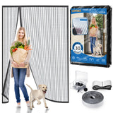 Heavy Duty Door Screen Magnetic Closure, LOVIGA 2024 Thickened Fiberglass Screen Door Mesh, Self Sealing, Left Side Opened, Pets
