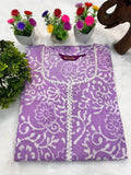 Anni Designer Women'S Cotton Blend Straight Printed Kurta With Pant (Gulika Purple-Jsw_Xxl_Purple_Xx-Large),Purple,2XL,Cotton Blend,Regular,Kurta