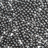 Luyoaozy 1000pcs Square Black Letter Beads Acrylic 6x6mm Cube Beads for Bracelets Necklaces and Jewelry Making Alphabet Bead