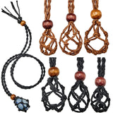 Hicarer 6 Pieces D20 Necklace Cord Empty Stone Holder Empty Necklace Holder Quartz Crystal Stone Cord, 3 Sizes Adjustable Cage F