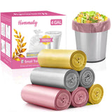 4 Gallon 180pcs Small Multi Trash Bags Strong Garbage Bags,Gold Grey Pink Bathroom Trash Can Bin Liners, Plastic Bags for Bedroo