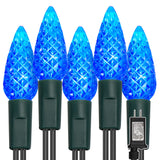 WATERGLIDE C6 Christmas Lights, 33ft 100 LED Faceted String Lights Green Wire Fairy Lights with 29V Safe Adaptor, 8 Lighting Mod