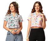 Toplot Women'S Casual Printed Crop Shirt With Half Sleeve Pack Of 2 (Combo-5059-Mlt-Rou-Xs),Multi-Round,,B0CFTW2Z2J