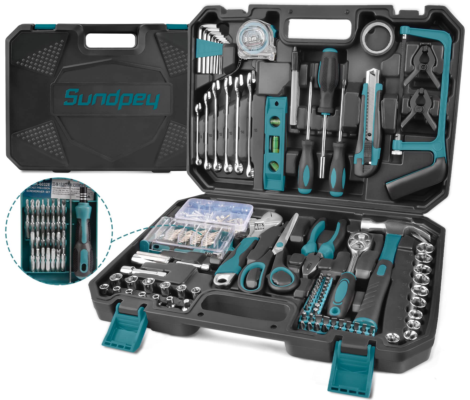 Sundpey Household Tool Kit 257-Pcs - Home Auto Repair Tool Set Complete General Hand Tool Set - Tool Kits For Handyman & Precisi